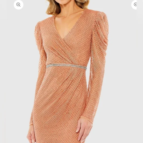 beaded wrap dress Adrianna Papell Women's Bead Flutter-Sleeve Midi Mesh Dress - Blush Multi main image 0